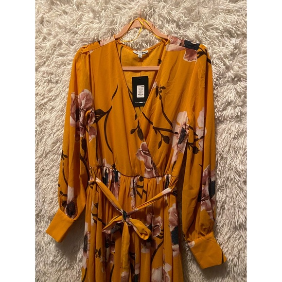 Fashion Nova Dresses & Skirts - Mustard Yellow Floral Maxi Dress